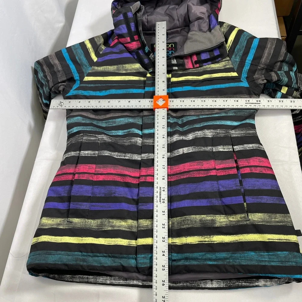 Burton Multicolor Stripes Hooded Winter Coat Ski Snowboard Jacket Women's SMALL - Picture 14 of 14